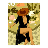 Make it Worth Their While, High Fashion Brown Woman Illustration, Plant Lady Little Black Dress (Print Only)