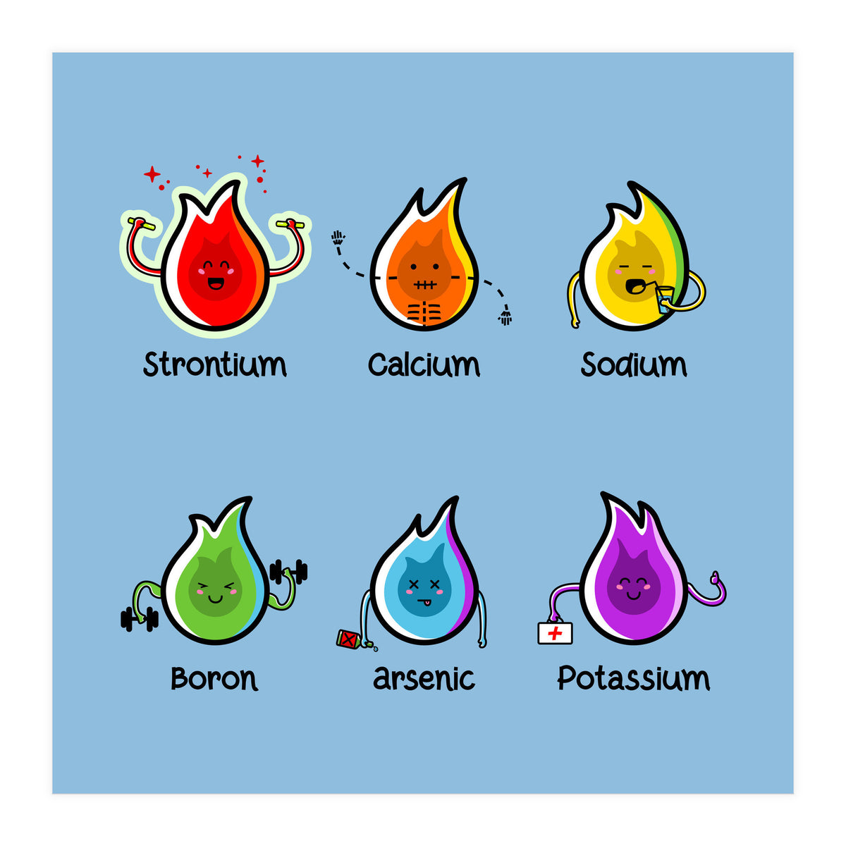 Kawaii Flaming Elements Science (Print Only)