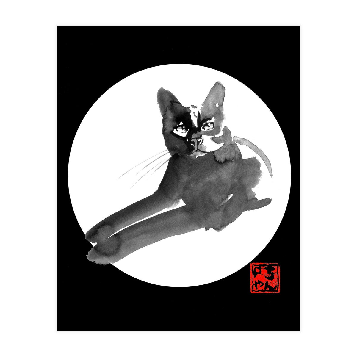 Laying Cat in white (Print Only)