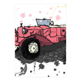 Vintage pink car sketch (Print Only) thumbnail