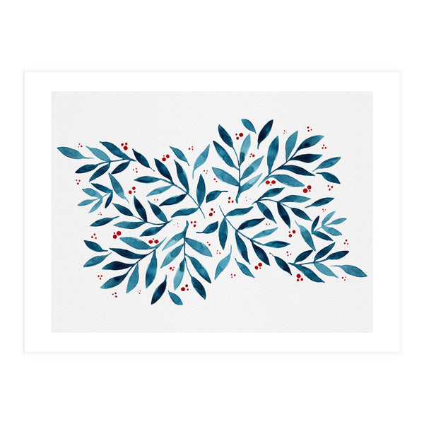 Teal Branches And Dots (Print Only)
