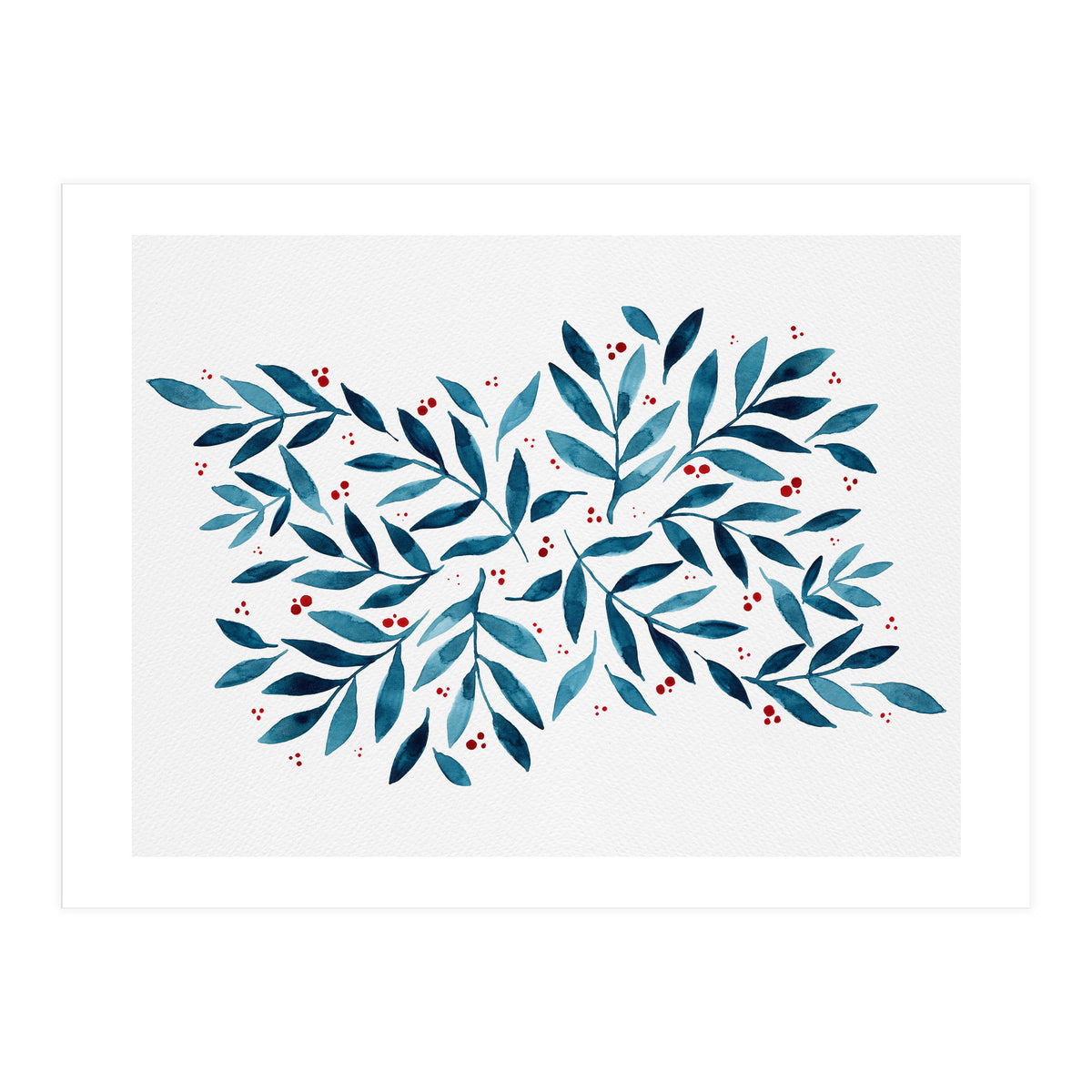 Teal Branches And Dots (Print Only)