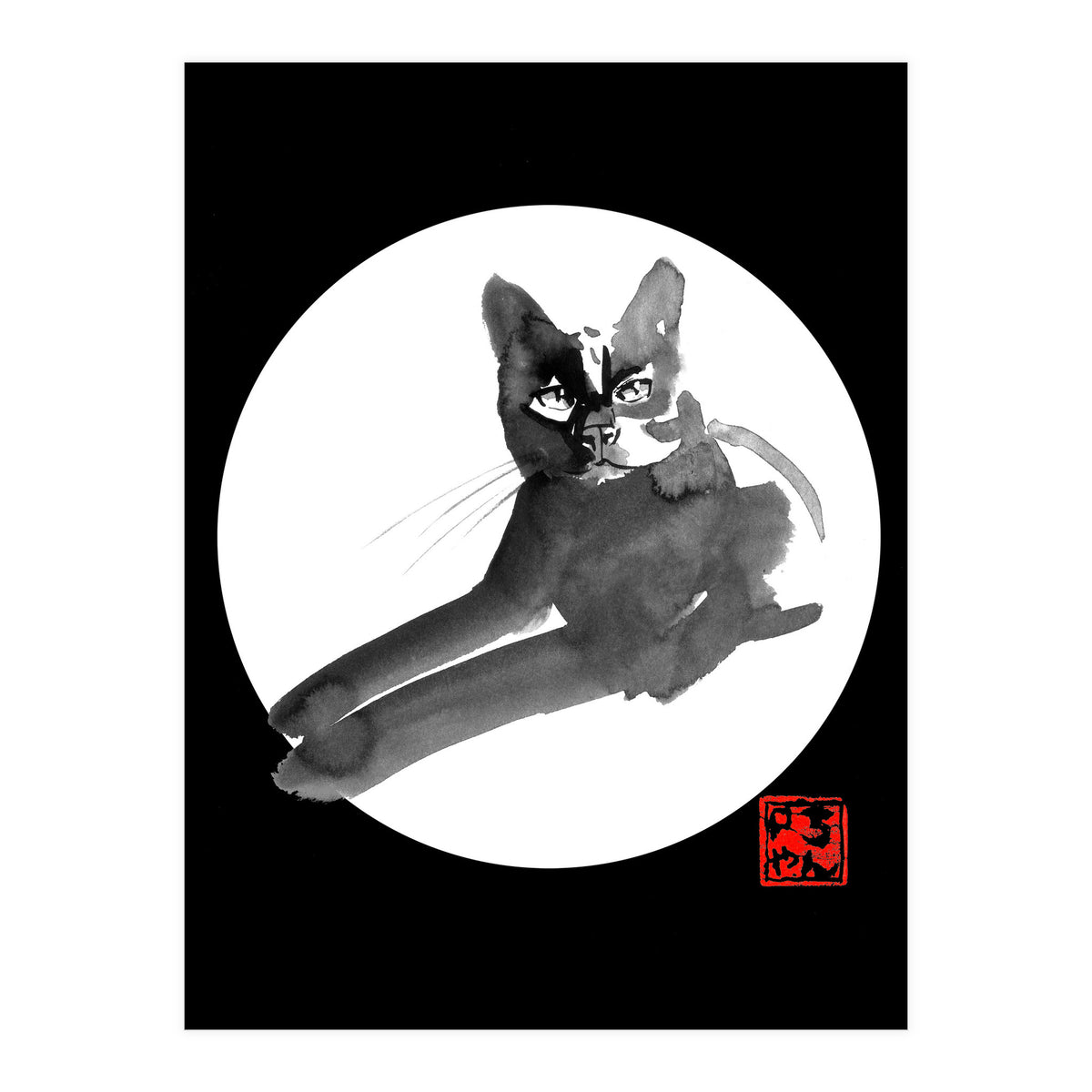 Laying Cat in white (Print Only)