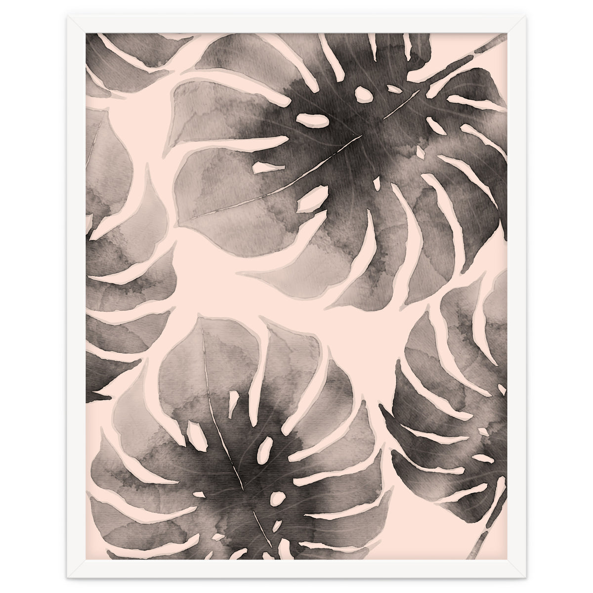 Monstera pink and gray watercolor