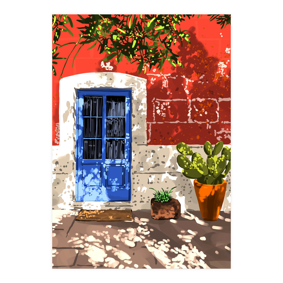 Intentful Living | Summer Architecture Travel Positivity | Optimism Good Vibes Bohemian House Door (Print Only)