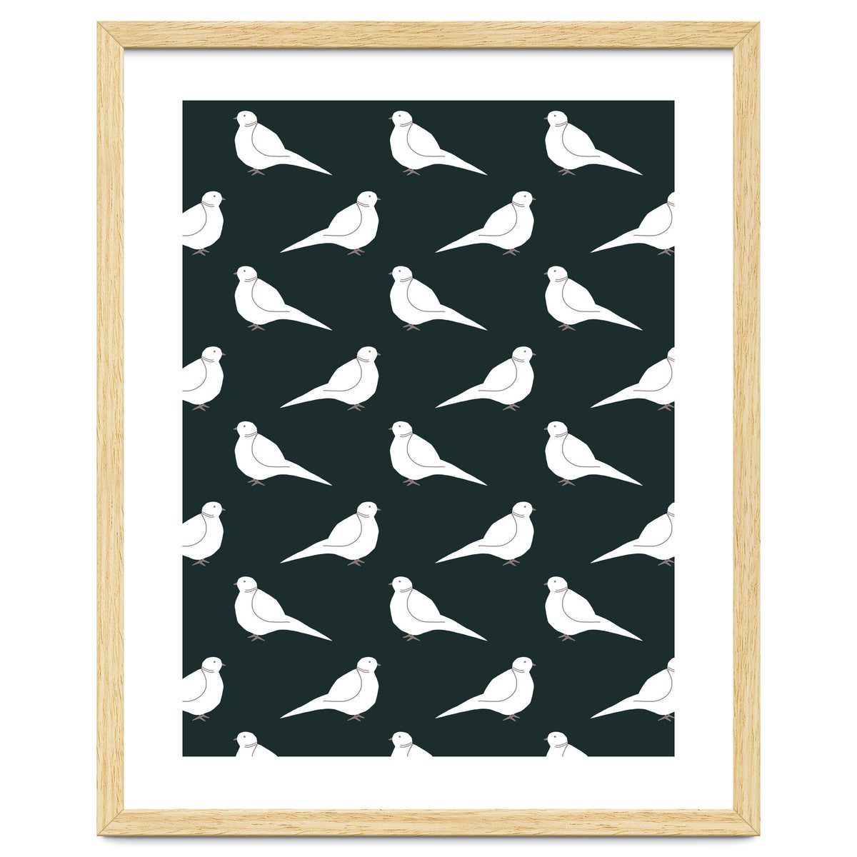 White Bird Pattern On Black