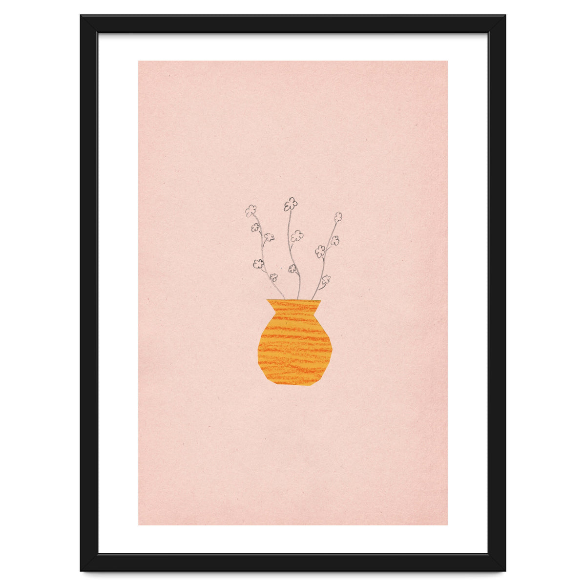 Pink and orange botanical art