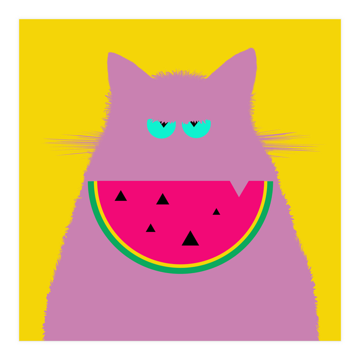 Watermelon Lilac Cat  (Print Only)