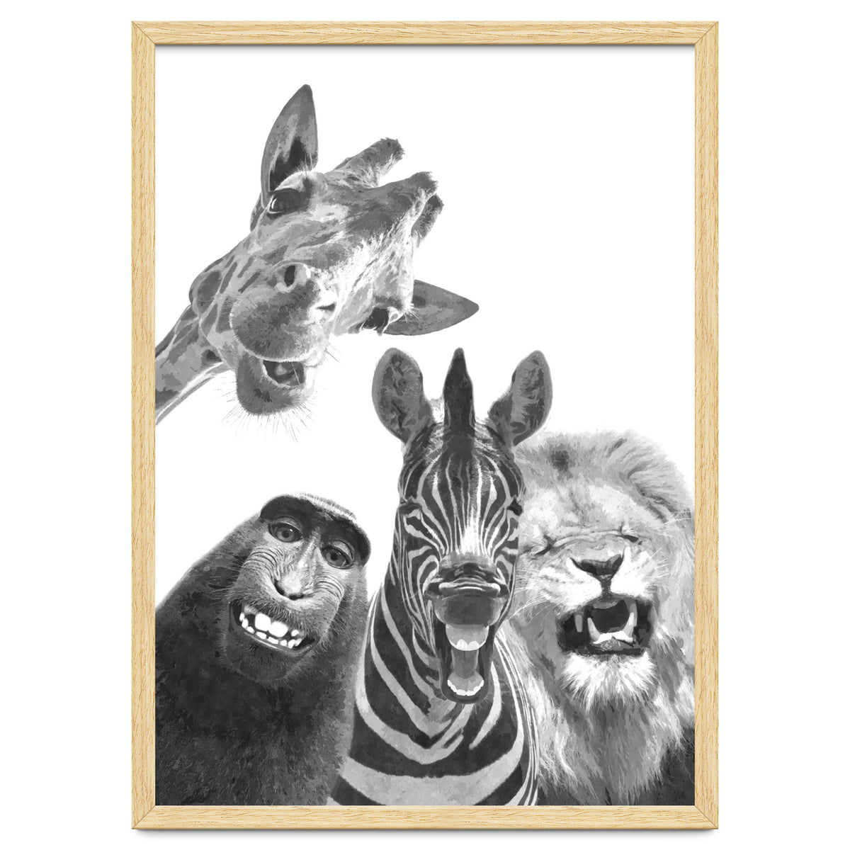 Black and White Jungle Animal Friends