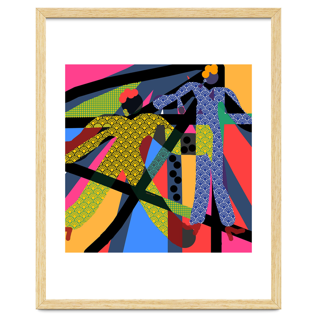 LADIES WEARING YELLOW AND BLUE PATTERNS