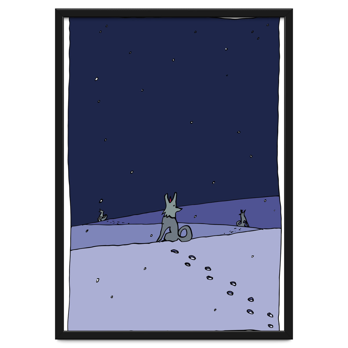 Dogs in Winter Night