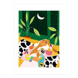 Eclectic Moon Lover | Modern Bohemian Quirky Woman Fashion | Color Pop Dreamer Illustration (Print Only) thumbnail