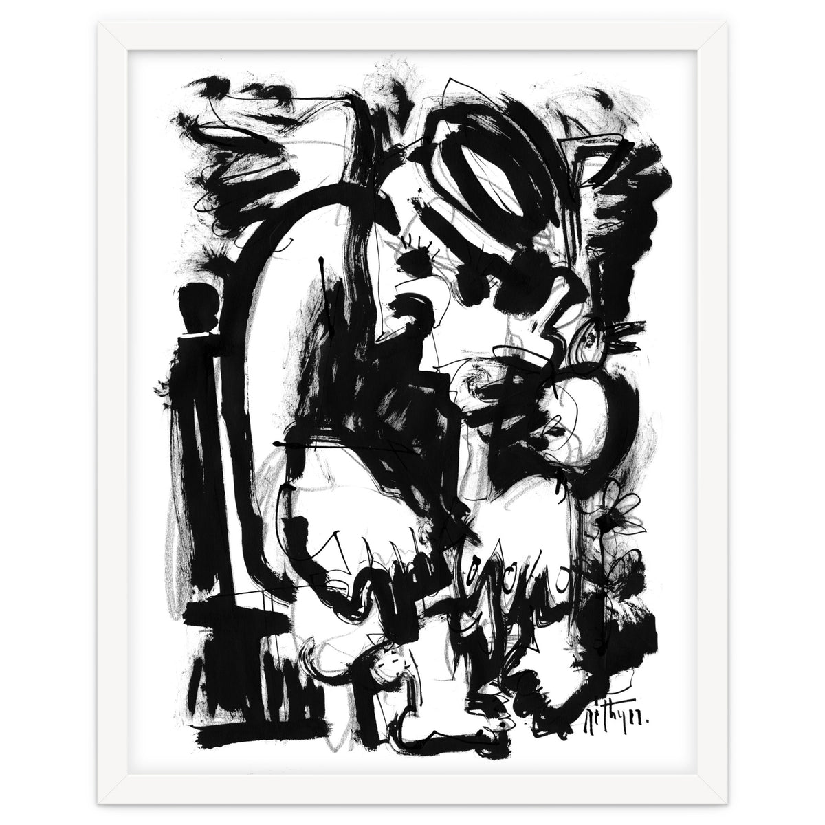 Saint With Bird - b&w