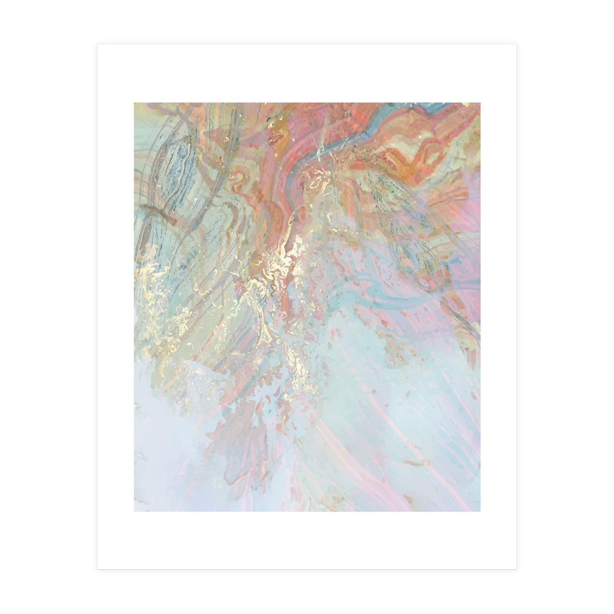 Marble Luxe, Abstract Nature Bohemian Texture, Blush Gold Scandanavian Pastel Neutral (Print Only)