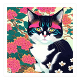 Pawsome, Curious Cat Pets, Animals Vintage Illustration, Whimsical Botanical Nature Wild, Bohemian Garden Floral (Print Only) thumbnail
