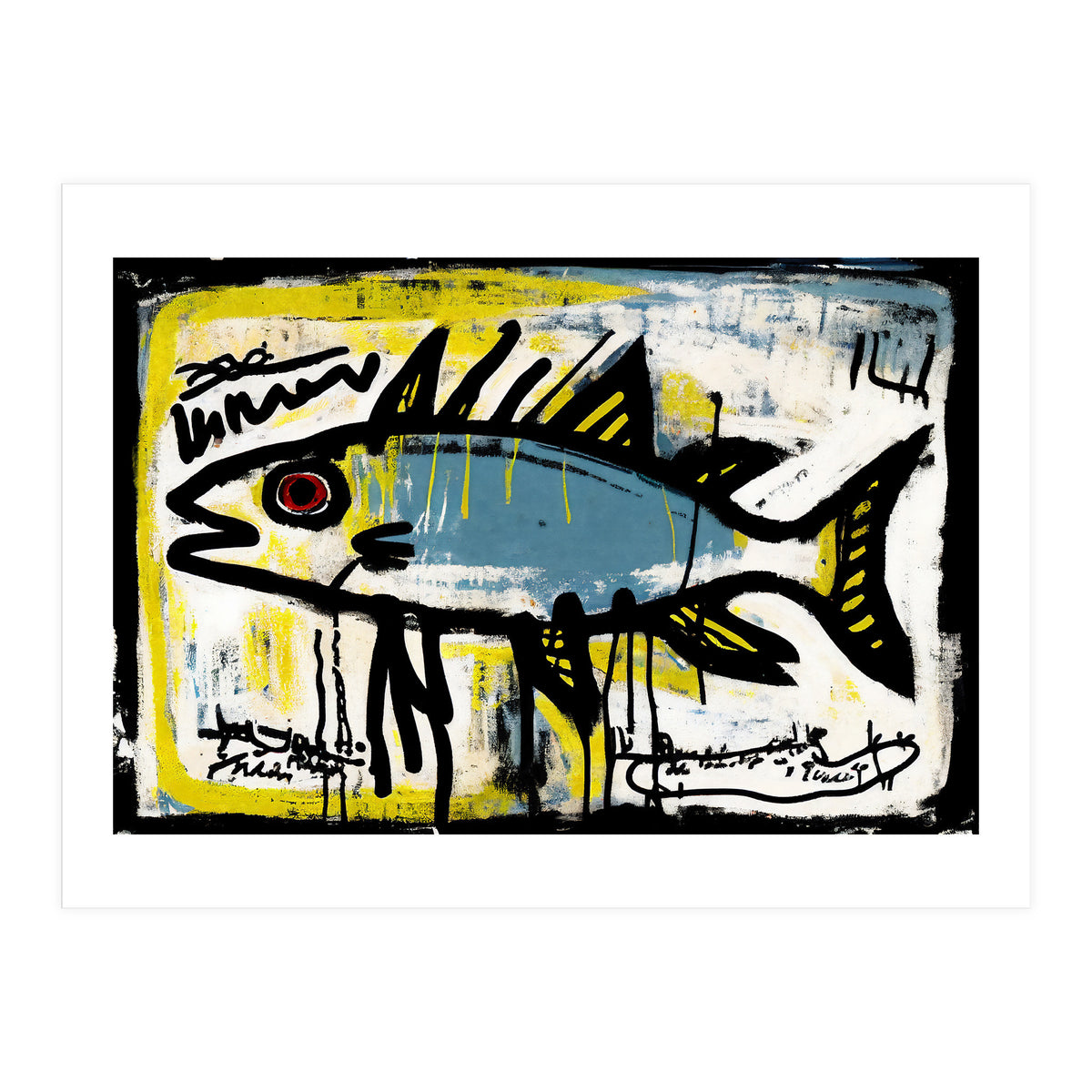 Blue Trout in Spray Painted Style Painting (Print Only)