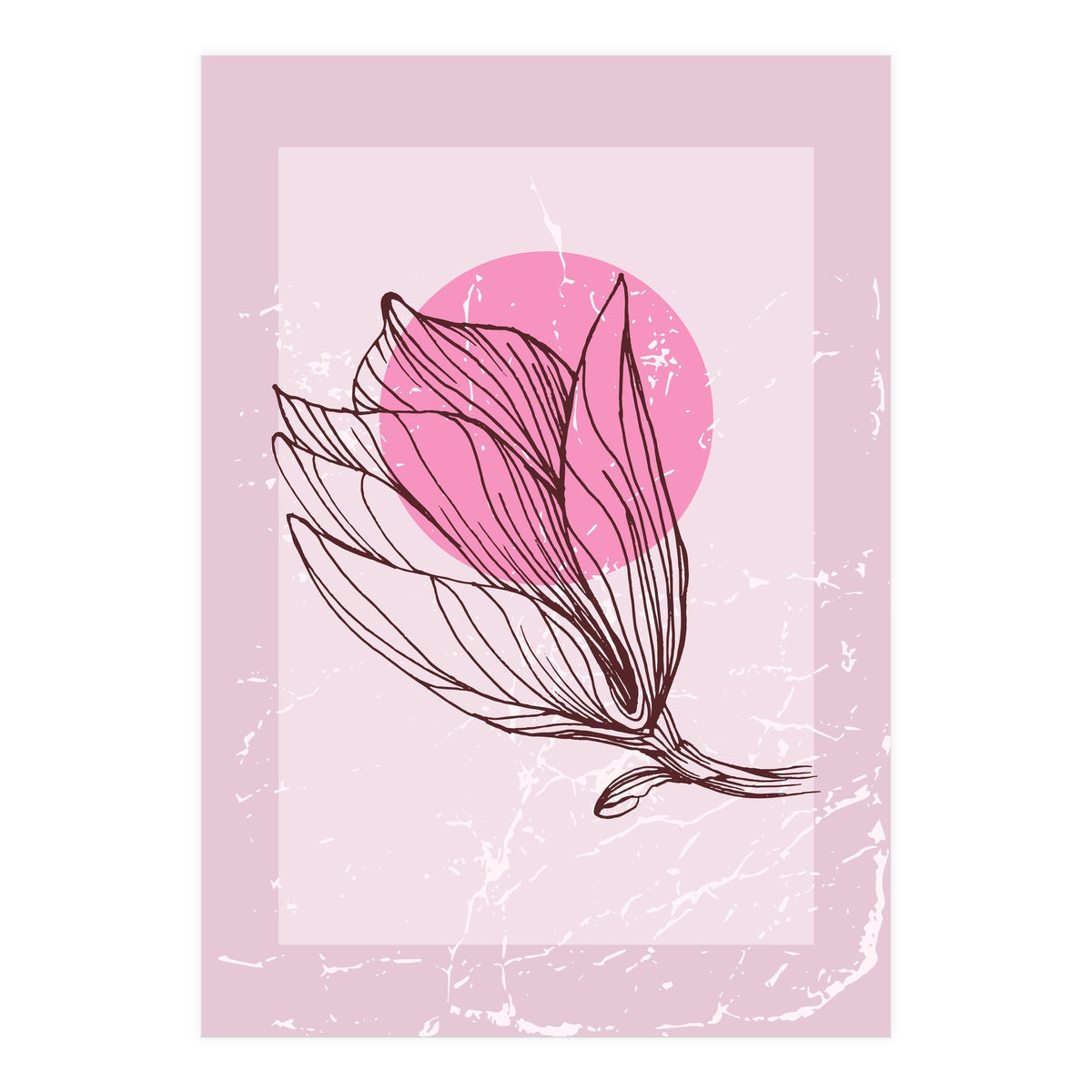 Magnolia  Minimalist Scandinavian, Abstract Geometric Art, Botanical Art (Print Only)