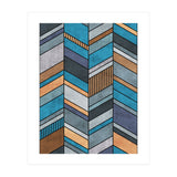 Colorful Concrete Chevron Pattern - Blue, Grey, Brown (Print Only) thumbnail