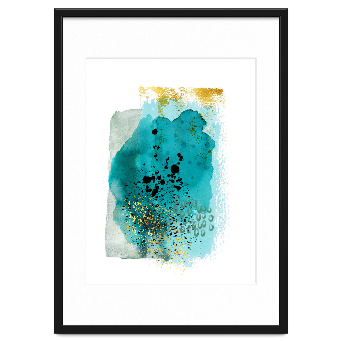 Abstract watercolour turquoise and gold
