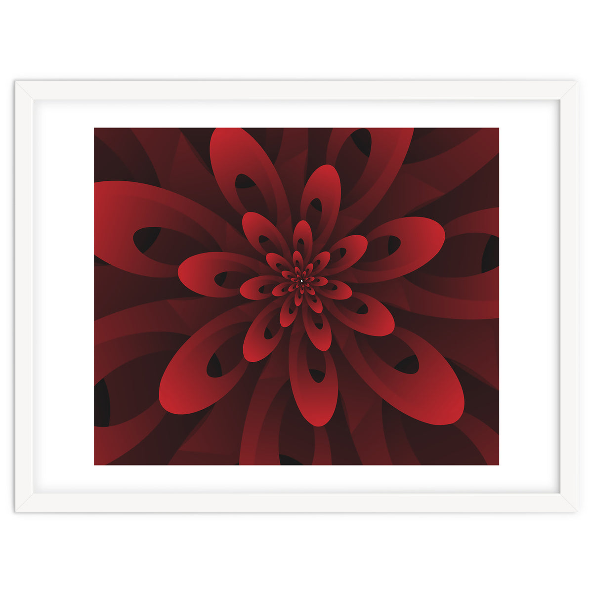 Abstract Digital Modern Red Floral 3D ART