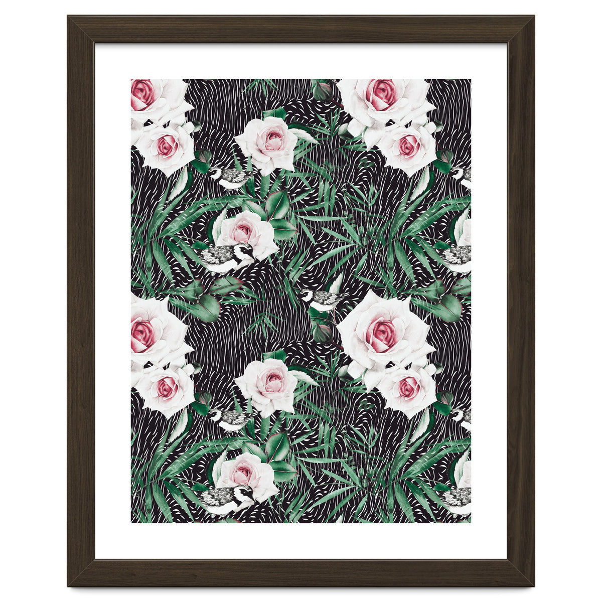 Dark flowery abstract of birds