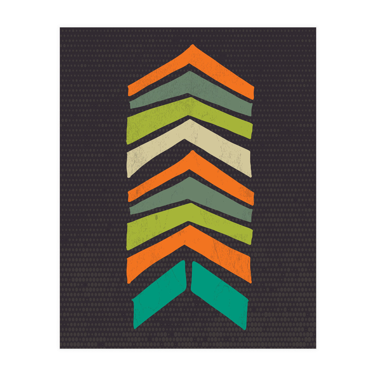 Retro Chevron Print Orange Teal Variation (Print Only)