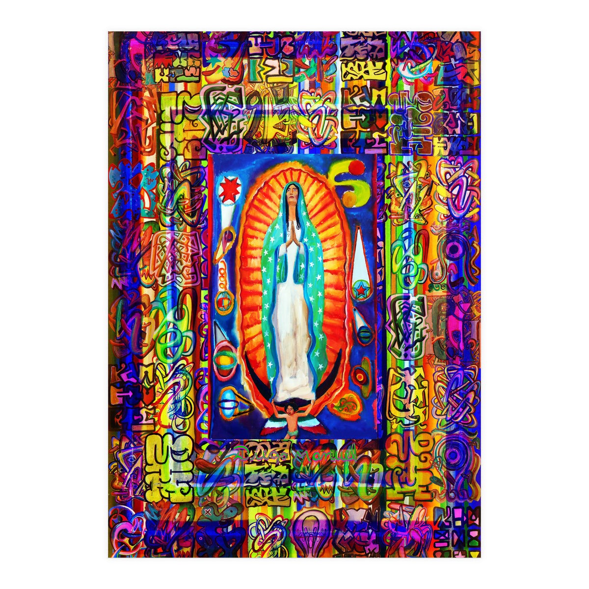 Graffiti Digital 2022 341 and Virgin of Guadalupe (Print Only)