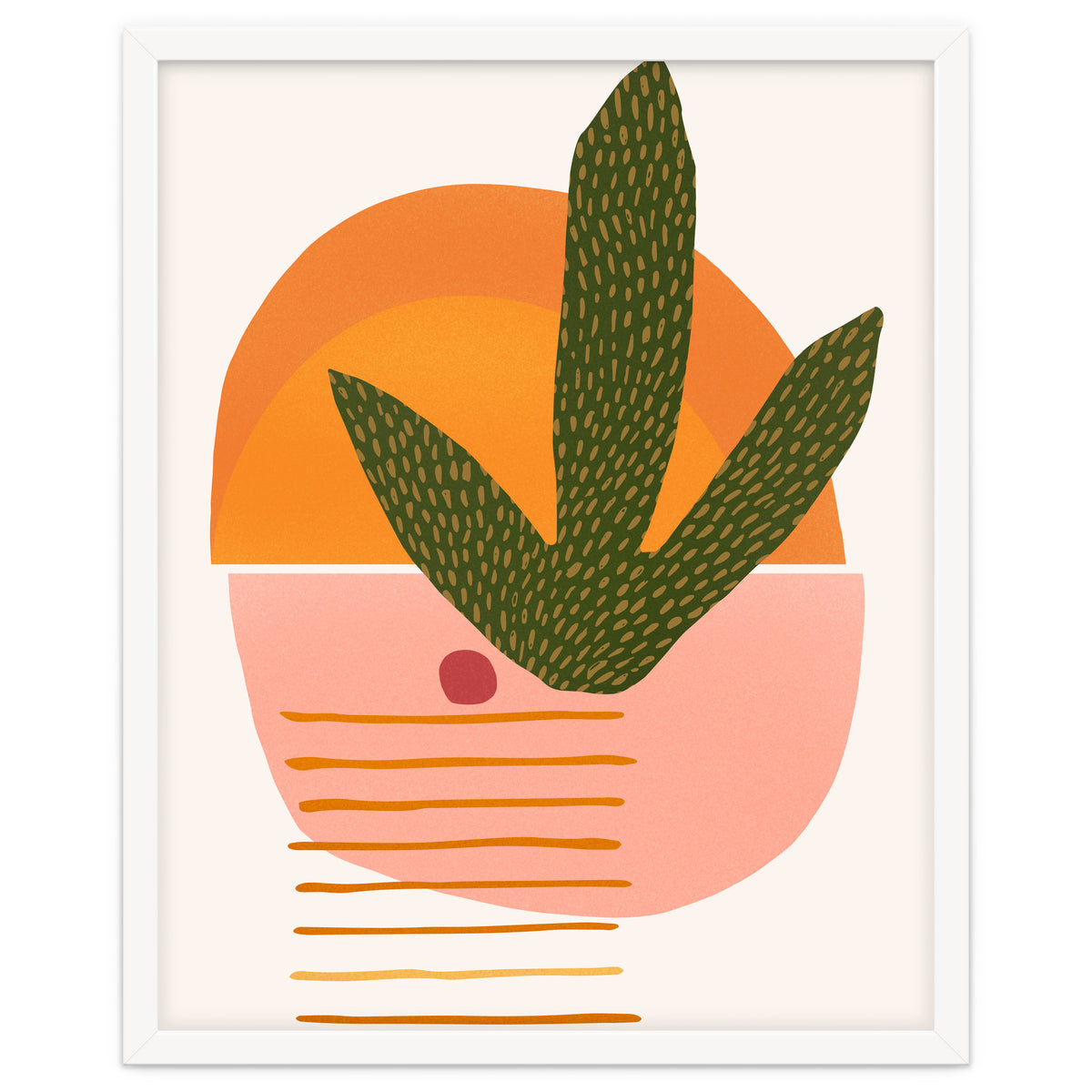 Desert Sunset With Cactus And Cherry