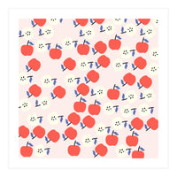 Cute Red Apples Pattern on Pink Background (Print Only)
