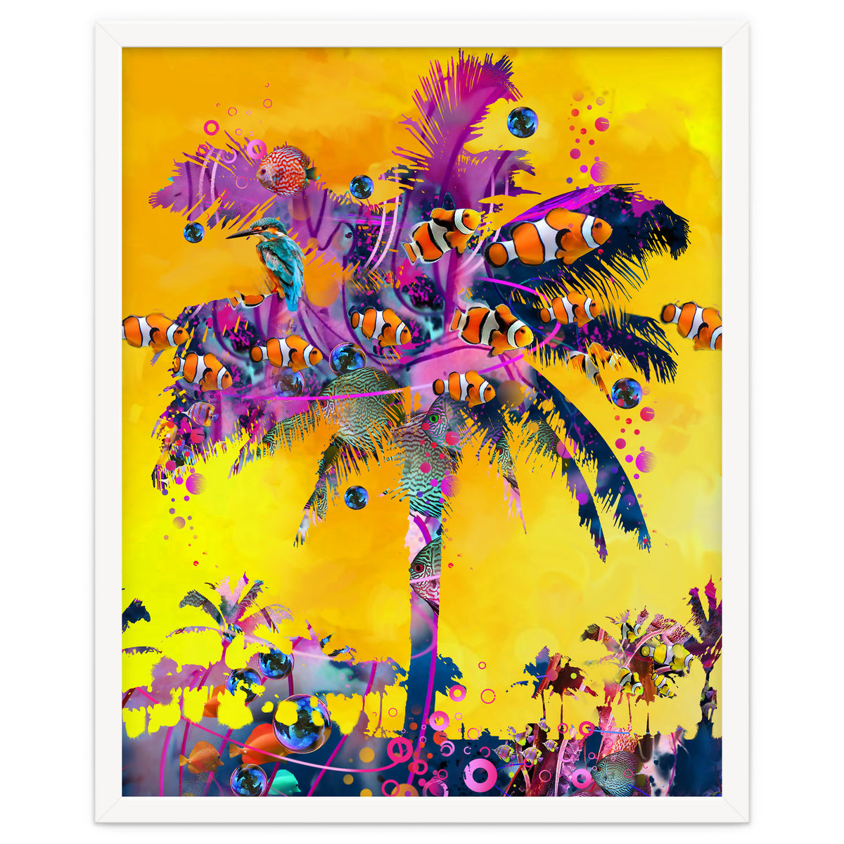 Purple Palm with Fish