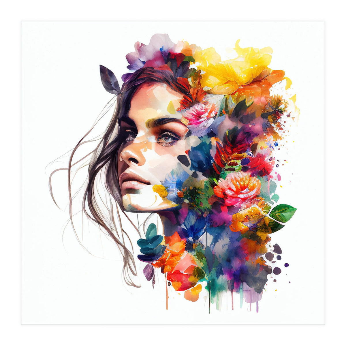 Watercolor Tropical Woman #18 (Print Only)