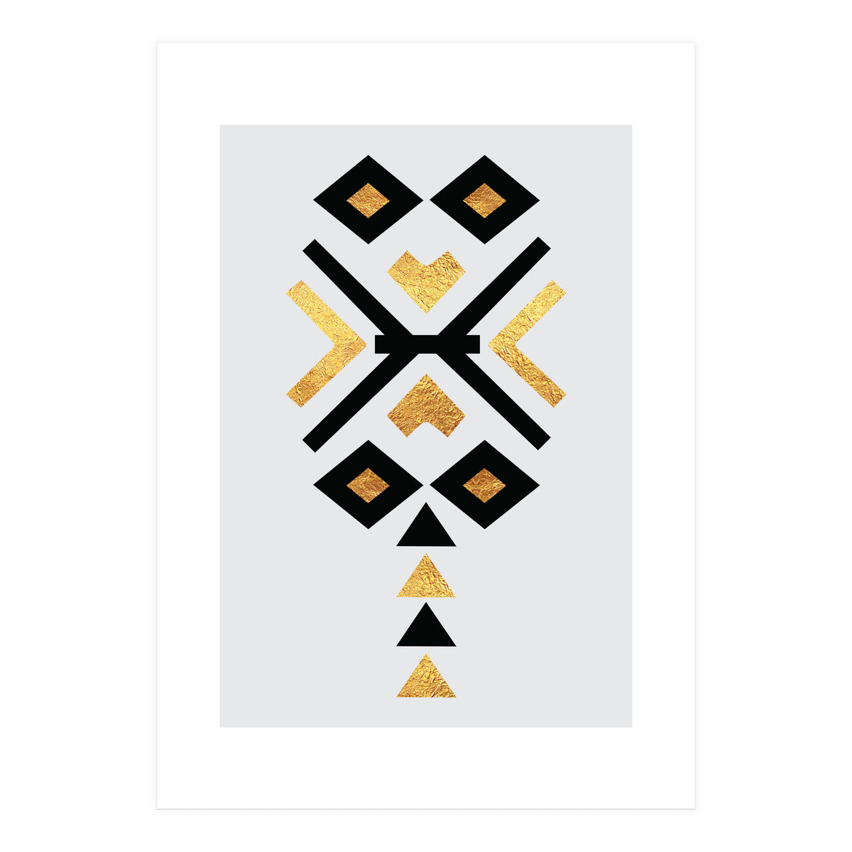 Gold And Black Abstract Tribal (Print Only)