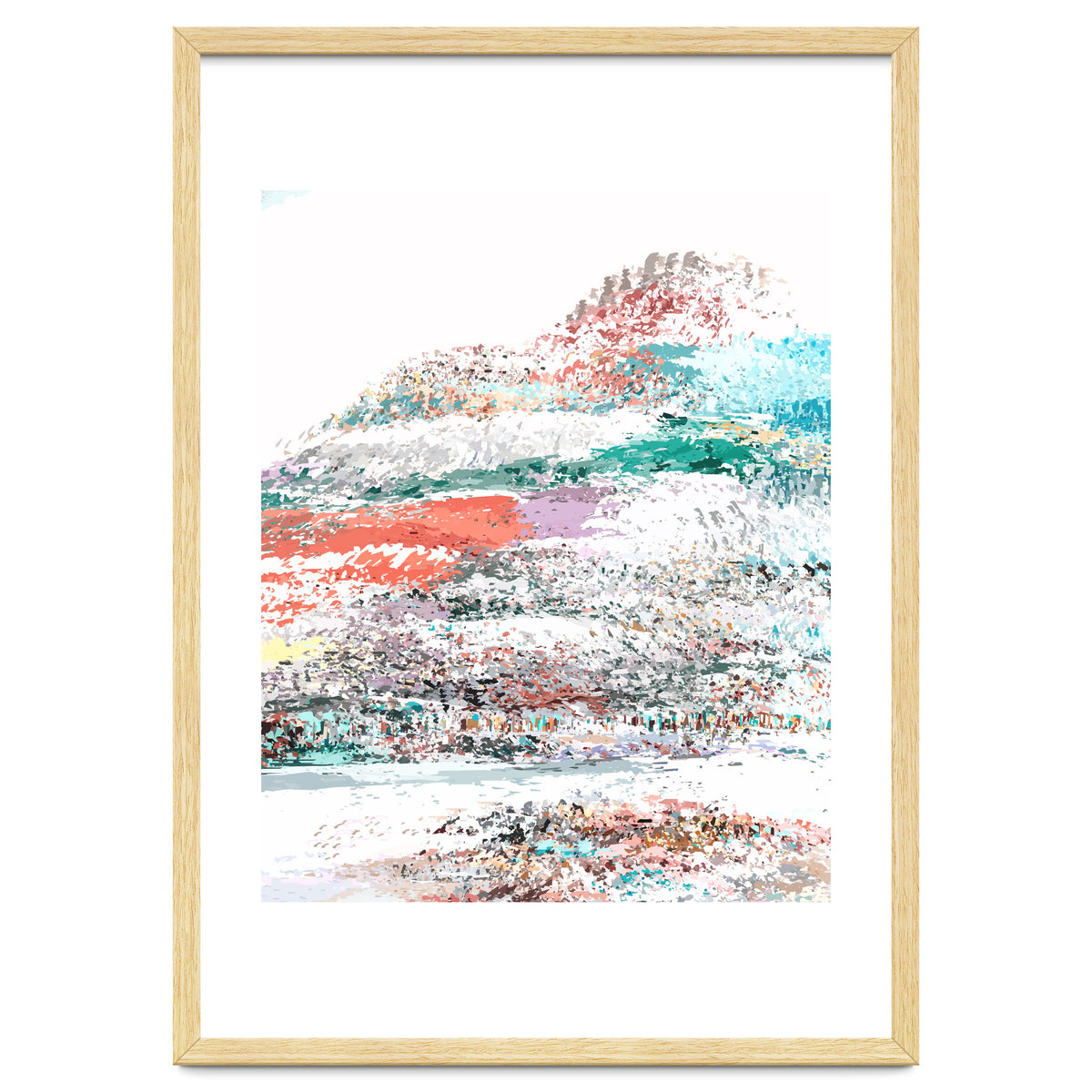 The Snow Mountain, Abstract Nature Digital Painting, Scandinavian Landscape Winter Travel