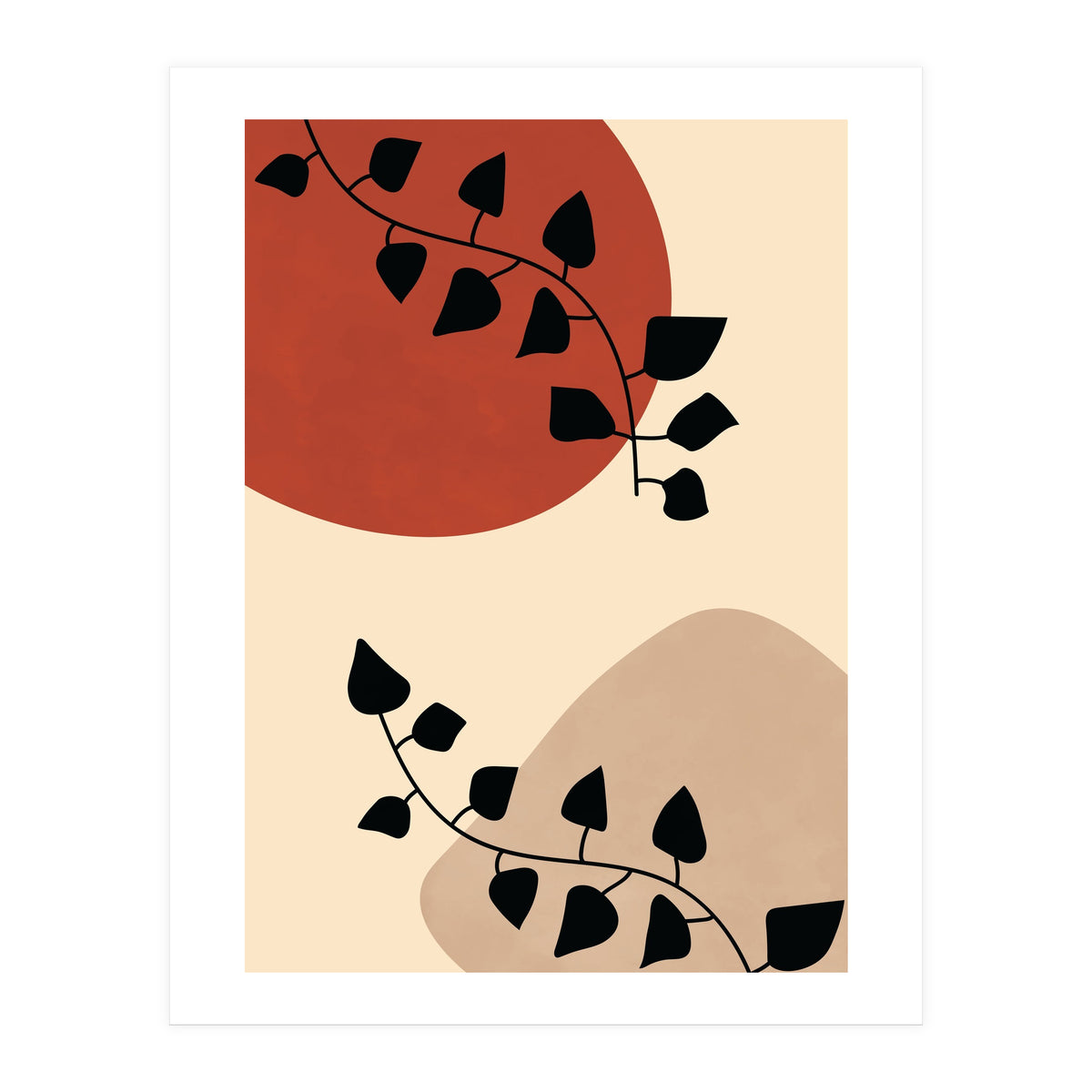 Abstract Boho Botanical Pothos Leaf (Print Only)