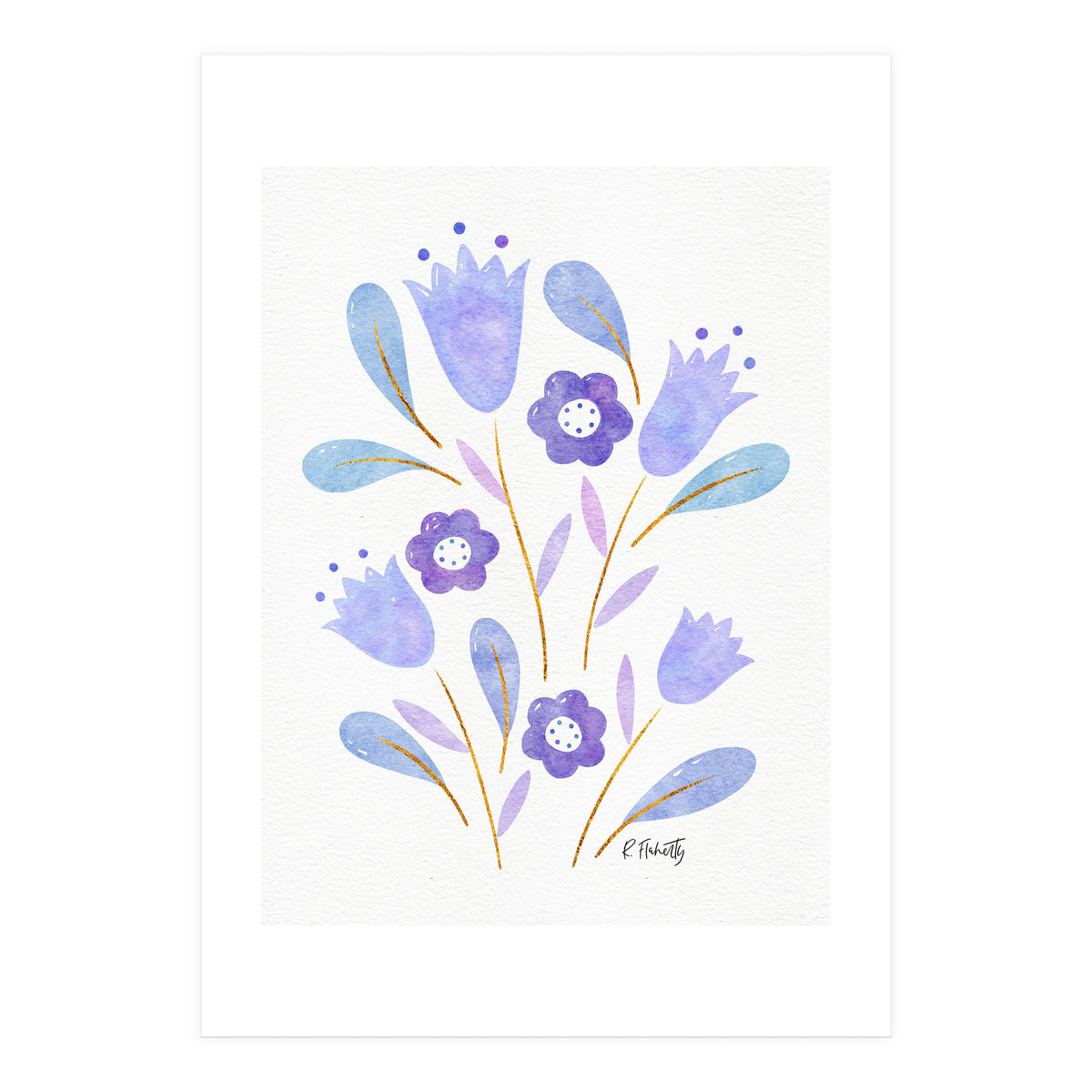 Watercolour Tulips | Purple (Print Only)