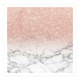 Modern faux rose gold pink glitter ombre white marble (Print Only) thumbnail