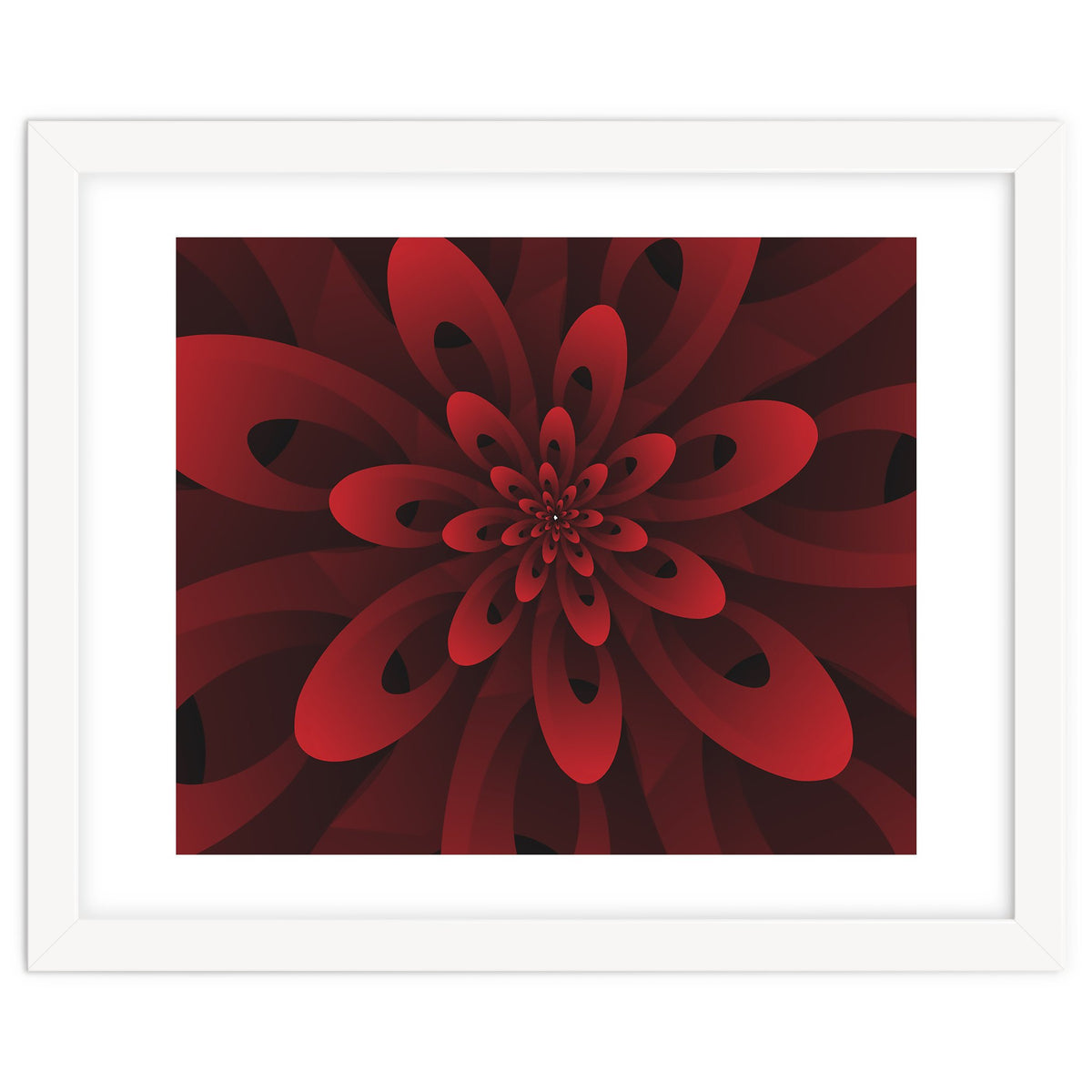 Abstract Digital Modern Red Floral 3D ART