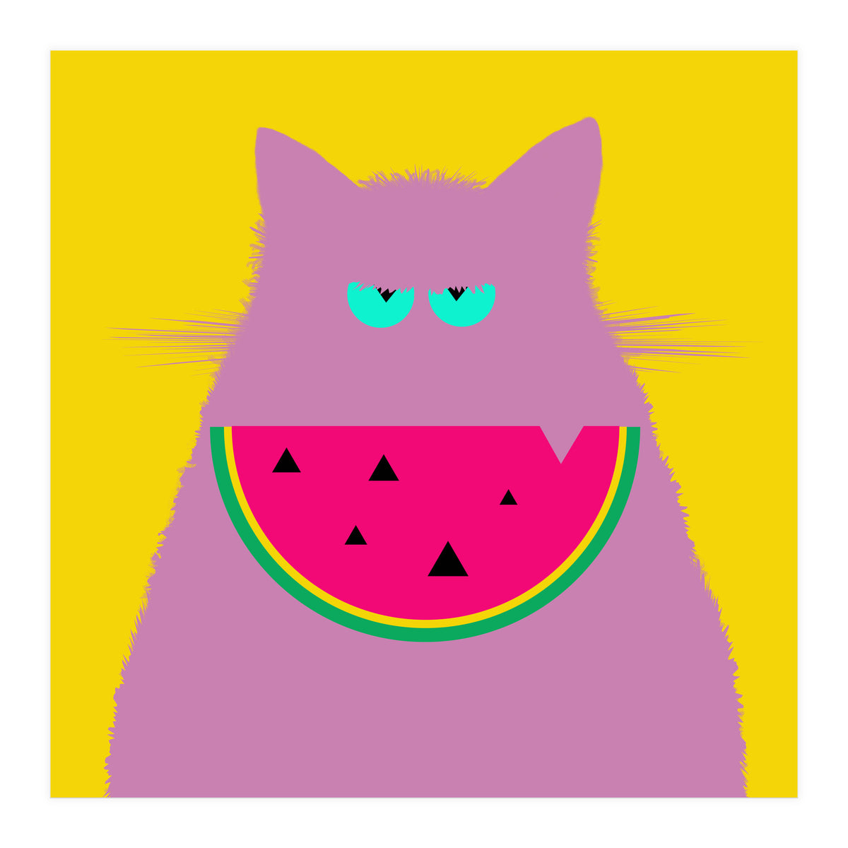 Watermelon Lilac Cat  (Print Only)