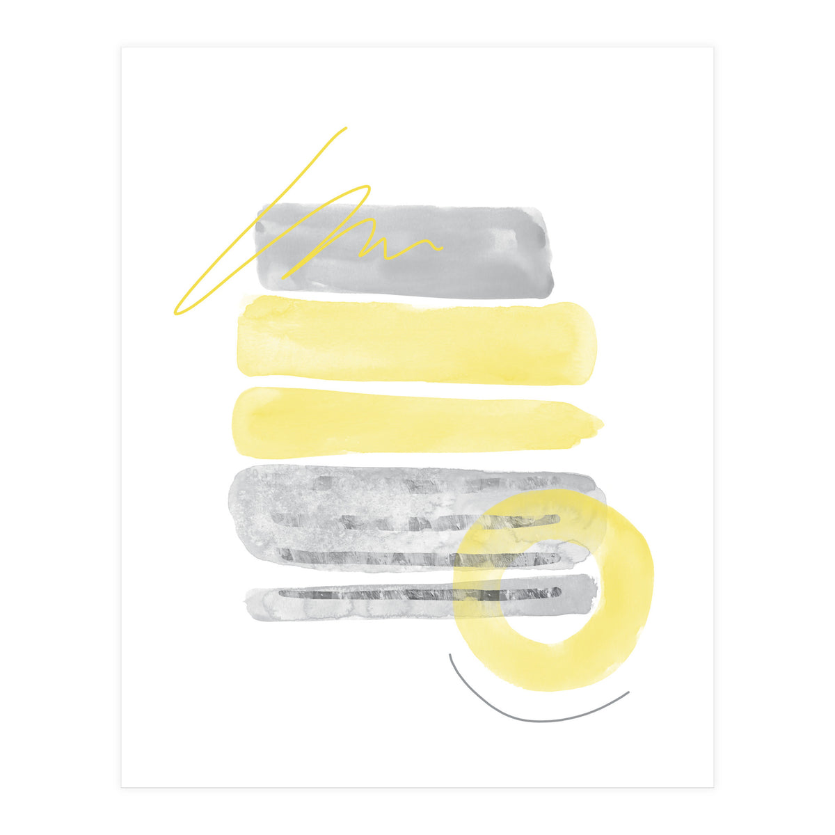 Watercolor Shapes No. 1 | Illuminating Yellow & Ultimate Grey (Print Only)