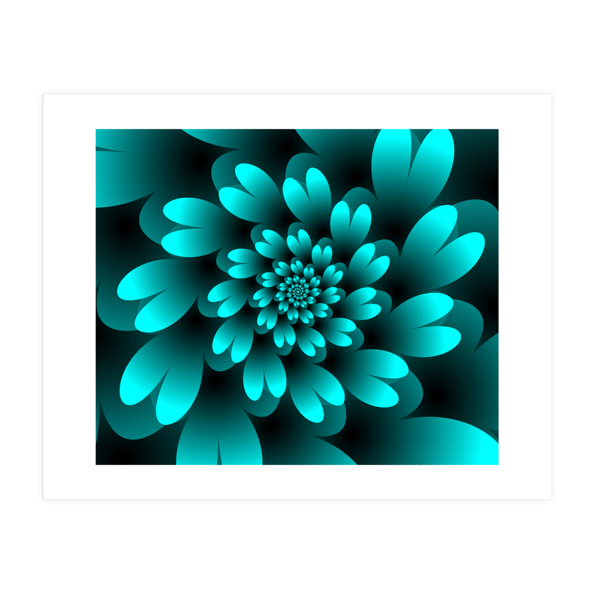 Turquoise Floral Satin Art (Print Only)