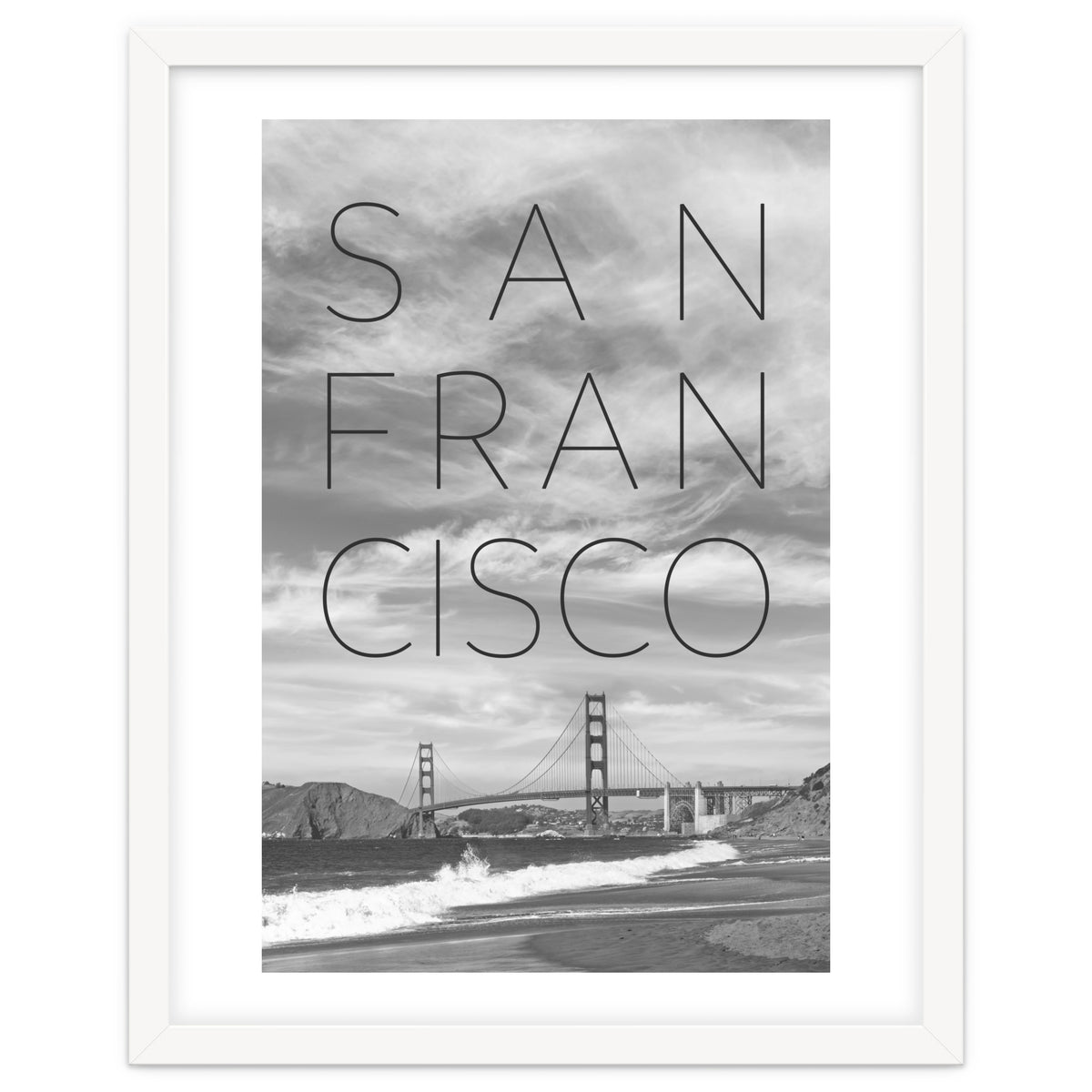Golden Gate Bridge & Baker Beach | Text & Skyline