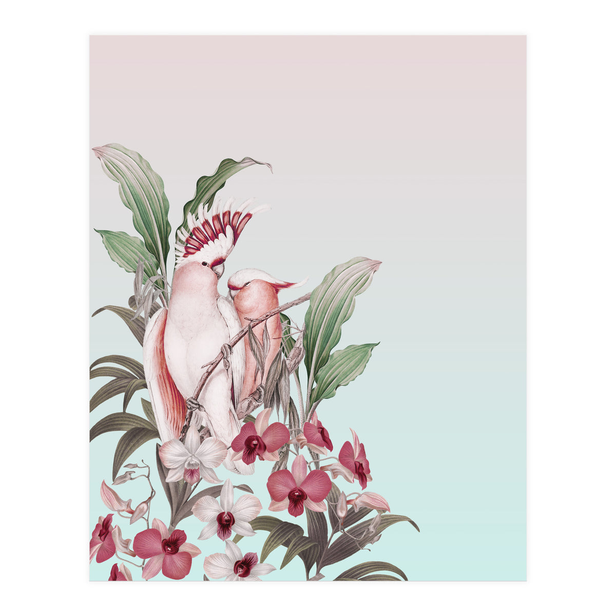 Pastel Cockatoos Paradise (Print Only)