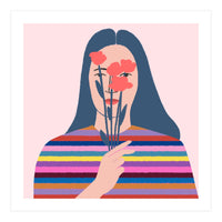 Girl With Flowers Square (Print Only)