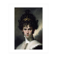 Curly Haired Man Moody Vintage Dark Painting  (Print Only)