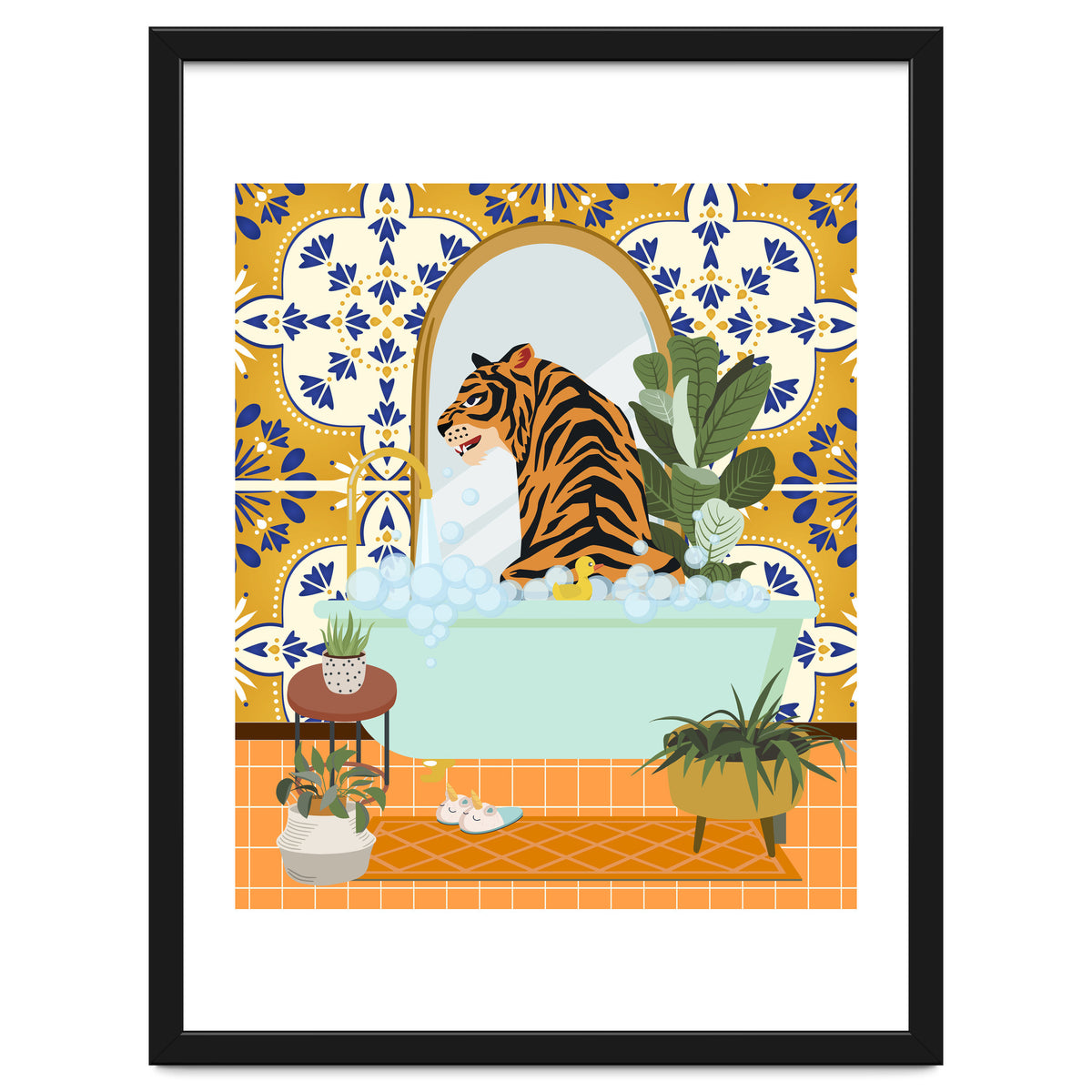 Tiger Bathing in Moroccan Style Bathroom