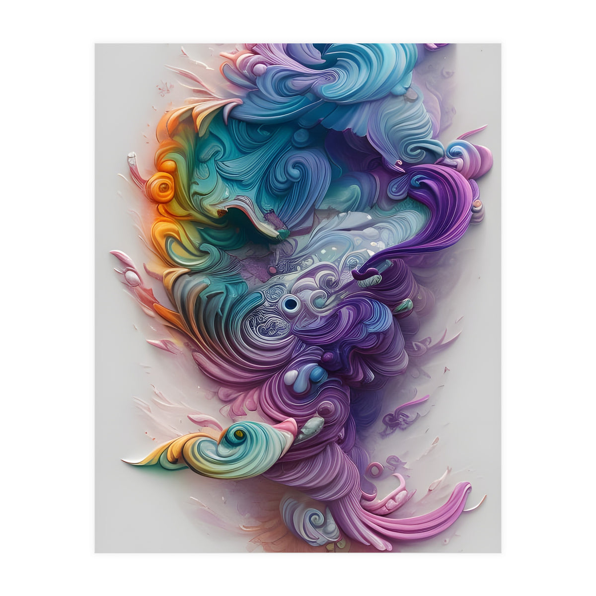 Wavy Rainbow Pastels AI Art (Print Only)
