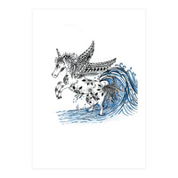 Winged Sun And Moon Unicorn Zentangle (Print Only)