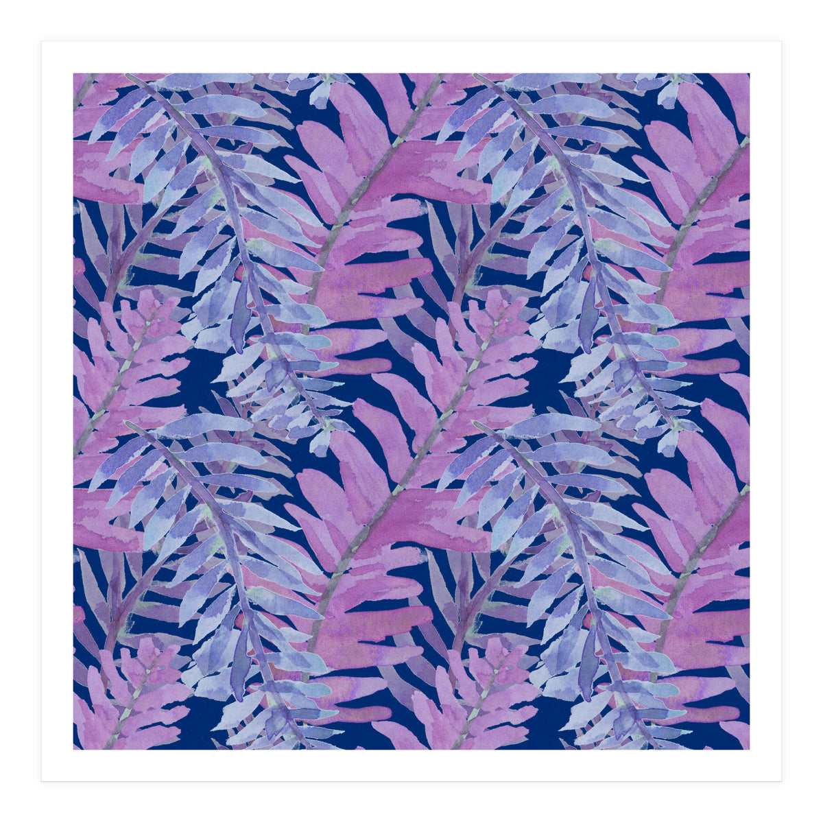 Woodland Ferns in Blue (Print Only)