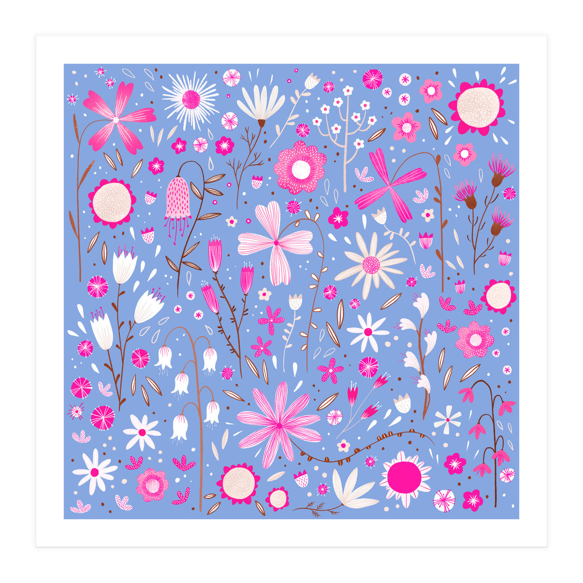 Fresh Flowers Blue (Print Only)