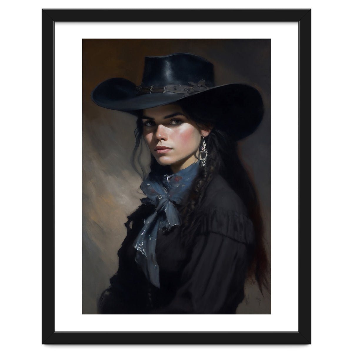 Gothic Cowgirl Moody Dark Painting